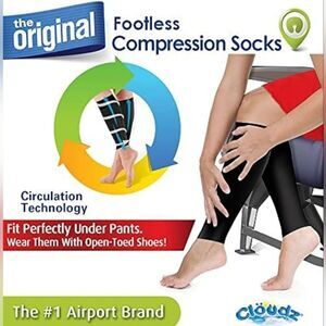 🔹️NWT Cloudz Black Unisex Footless Compression Socks Small/Medium
